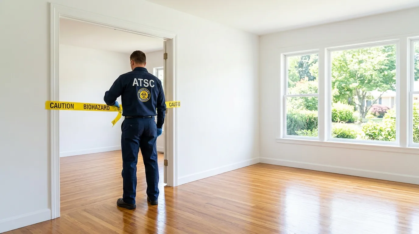 Certified biohazard cleanup crew performing Decomposition Cleanup in Brockton
